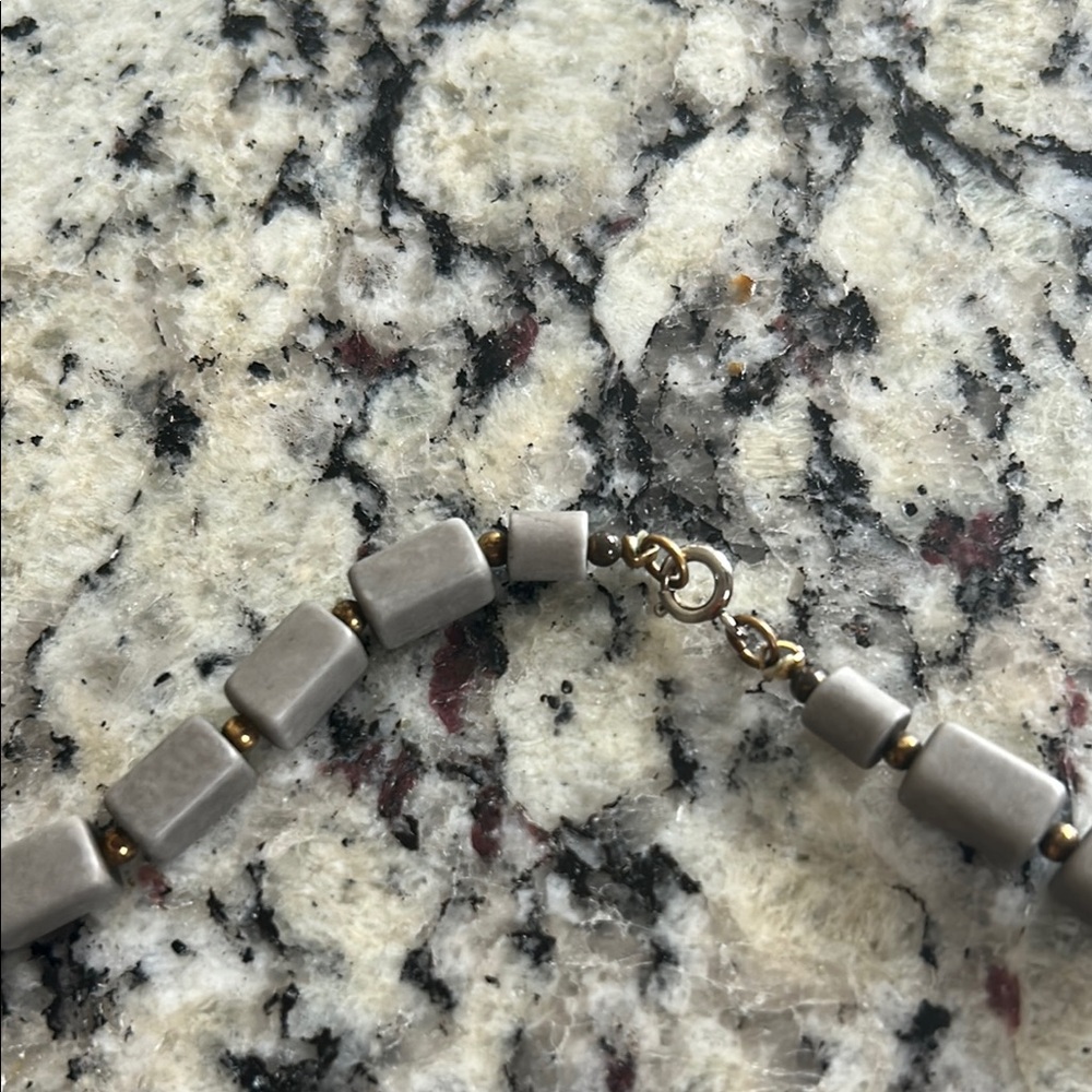 Gray and Brown  Beaded Necklace - Picture 2 of 5